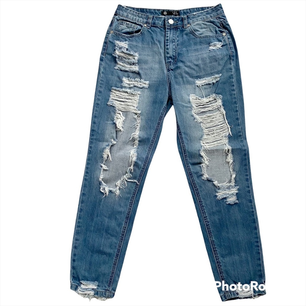 Missguided Riot High Rise Distressed Rigid High Rise Jeans Size 6 S